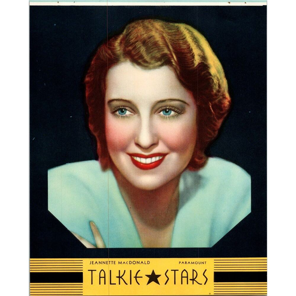 Vtg Art Print Talkie Stars Series Jeanette MacDonald Paramount 1940s Unframed - Picture 1 of 1
